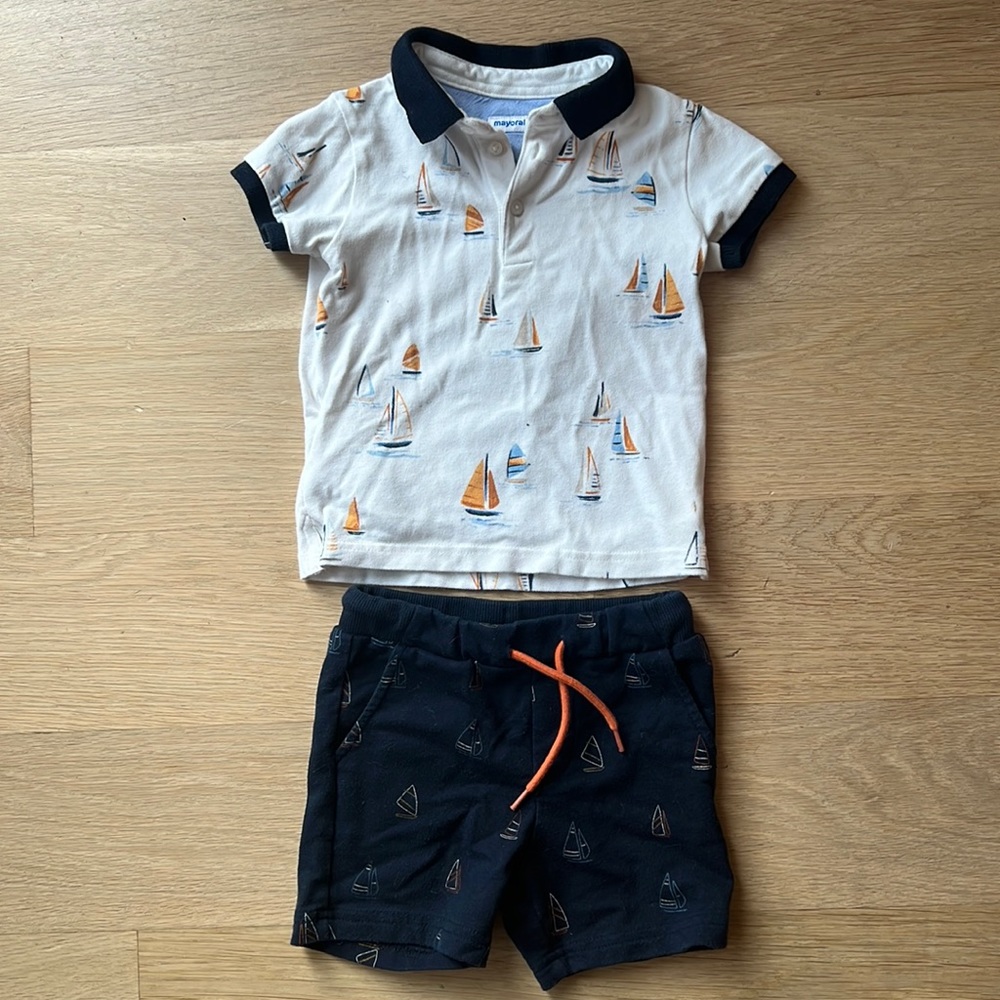 Mayoral sailboat short set 12 mo.